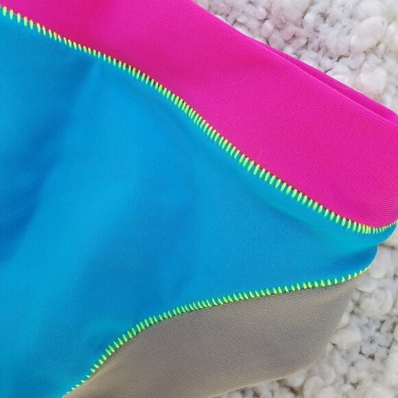 NWT ABS Allen Schwartz Neon Blue Green Pink Hipster Bikini Bottoms - Picture 9 of 9